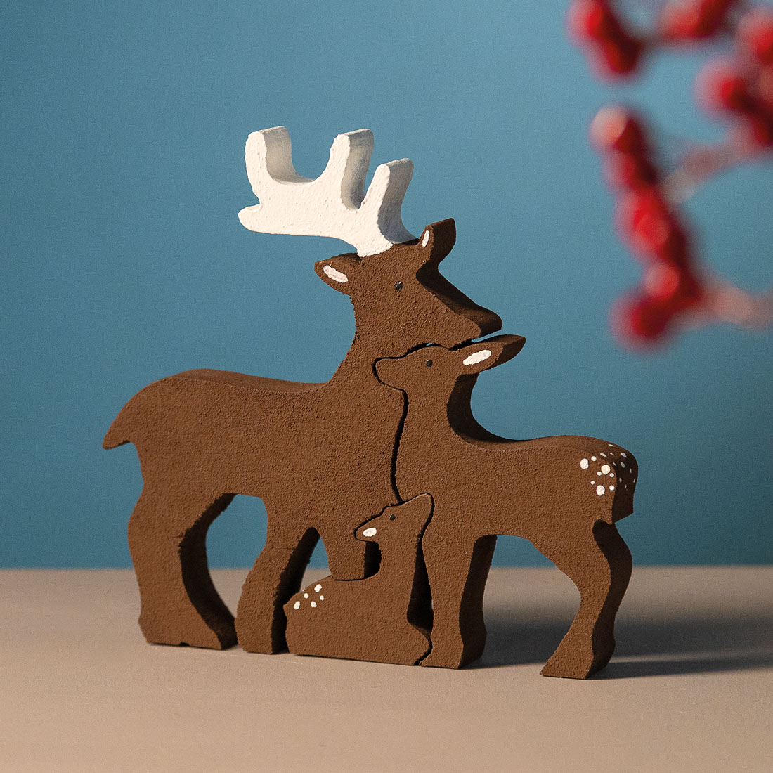 Holz Hirschfamilie